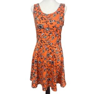 H&M Divided Sleeveless Tank Fit & Flare Short Floral Dress Orange Size 10